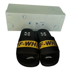 Sz 8 - NEW Authentic Off- White Industrial Belt Slides Black Yellow
